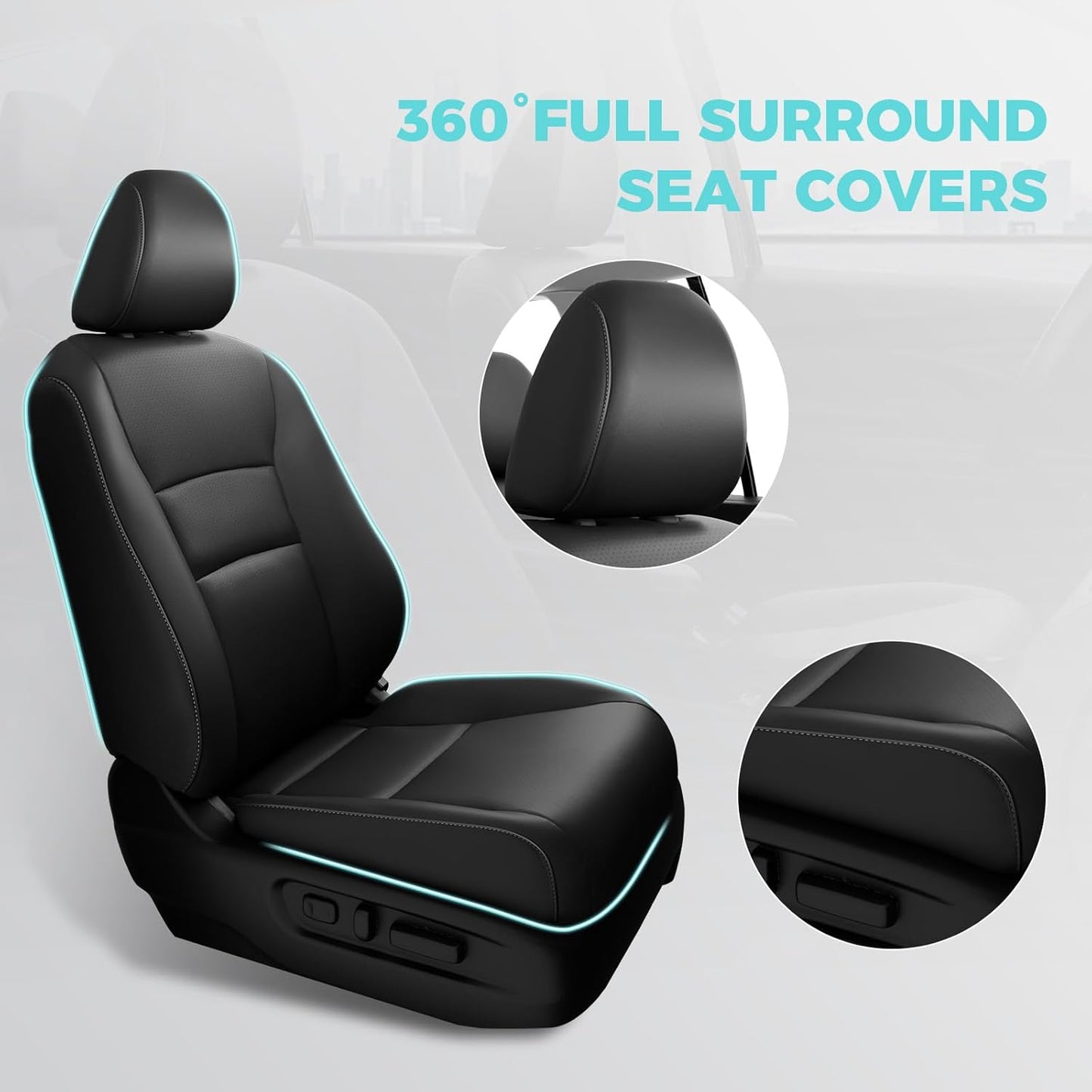 for Honda Pilot Seat Covers - Full Set Custom Car Seat Protectors Fit Pilot EX-L, Special Edition, Touring, Sport 2016 2017 2018 2019 2020 2021 2022-8 Seats,Faux Leather, Black