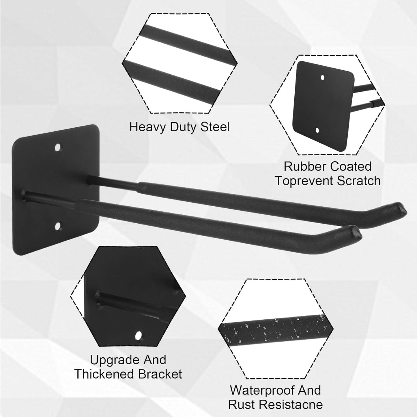 SHUESS 12.2 Inches Long Large Garage Hooks, 4 Pack Heavy Duty Garage Storage Utility Hooks, Wall Mount Organizer, Long Tool Hanger for Hanging Tire, Chairs, Hoses, Garden Tool, Bulk Items, Ropes, etc