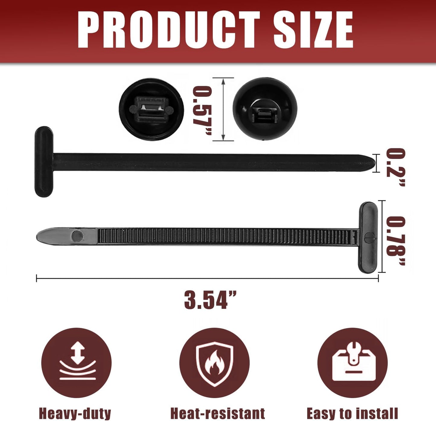 200Pcs Nylon Universal Cable Tie Buckle - Heavy Duty Self-Locking Push Pin Design with Button, UV Resistant Fasteners for Car Repair (Fender, Bumper, Trunk Liner), Wire Bundling, Home & Garage