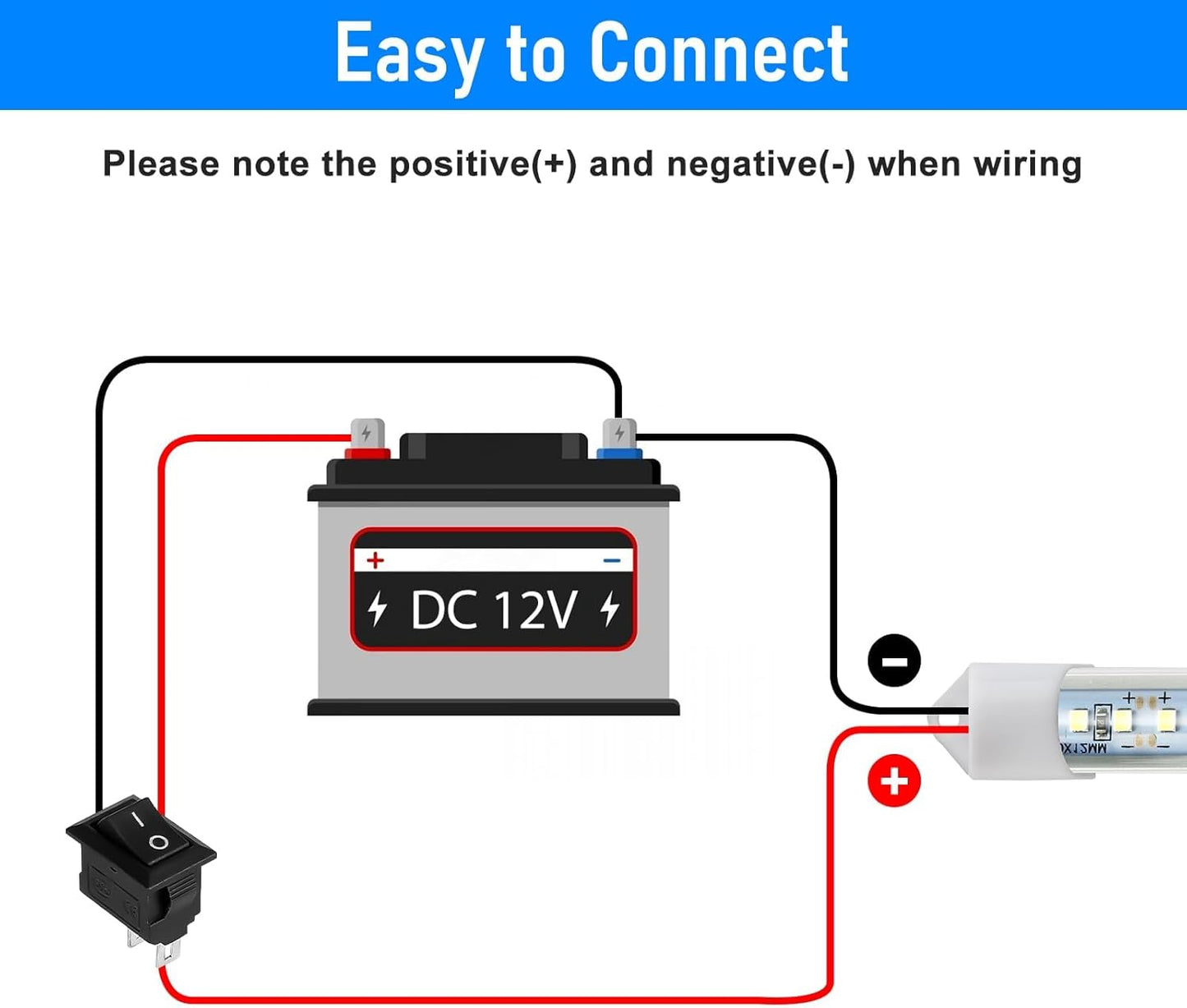 Linkstyle 4PCS 12V Interior LED Light Bar, Super Bright 6500K 12V LED Light Strip Lights with Switch, 48 LEDs 700LM Enclosed Trailer Lamp for Car Truck Camper Van RV, White