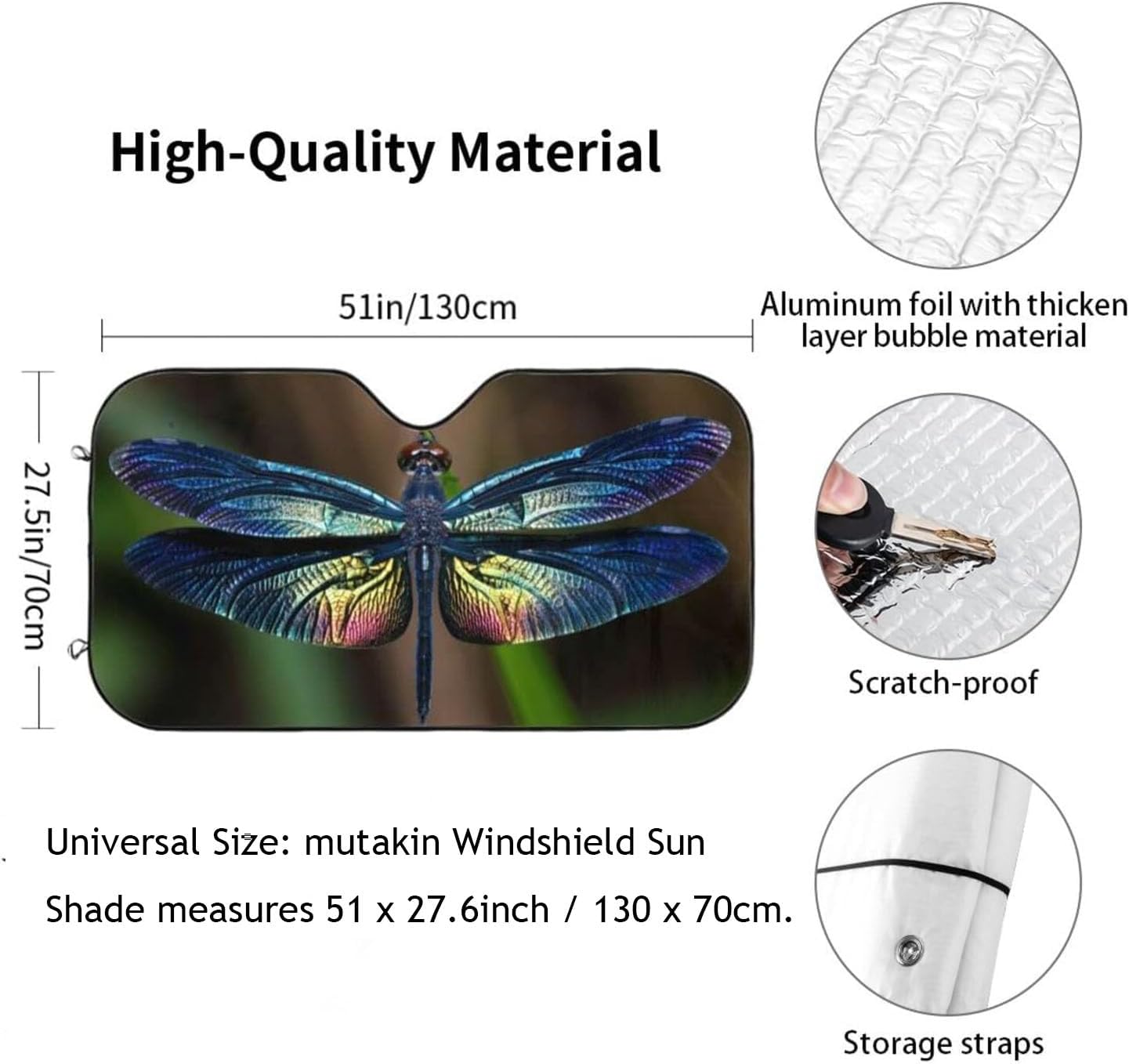 Dragonfly Car Windshield Sunshade Front Window Sun Visor Protector Foldable Shield Cover for Truck SUV