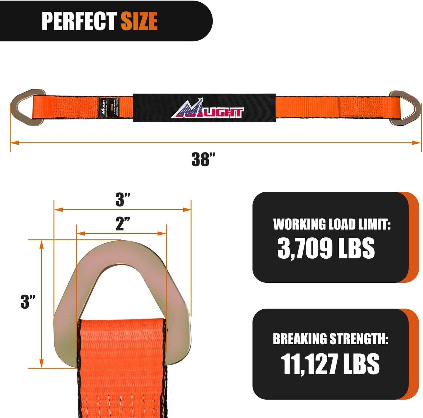 Nilight 4PCS 2"x 38" Axle Tie Down Straps with Protective Sleeve D-Ring for Securing Car Transport Lab Tested 11,127lbs Break Strength Used for Car Engine Hoist, Truck, Trailer, UTV