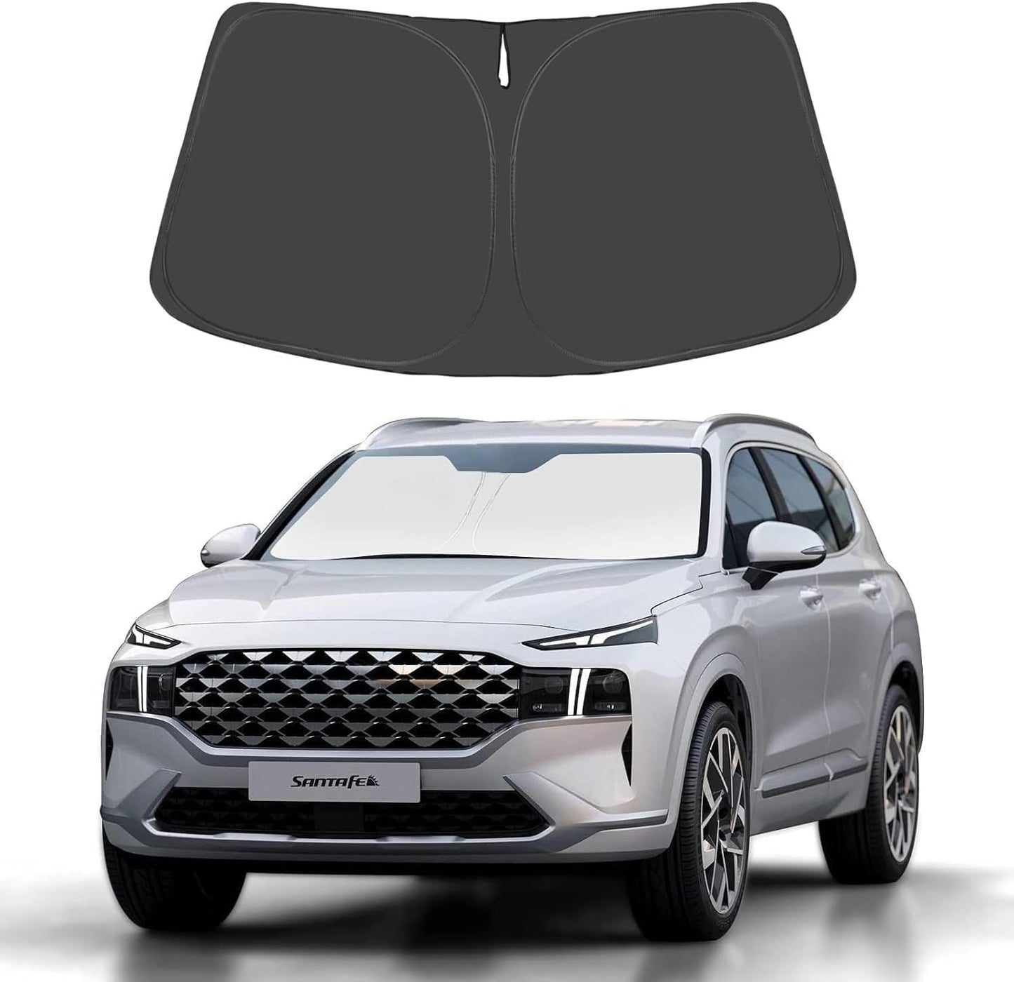 Proadsy for Hyundai Santa Fe 2019-2025 Windshield Sun Shade 4-Layer Foldable Front Sunshade Protector Sun Visor Blocks UV Rays Keep Car Cooler