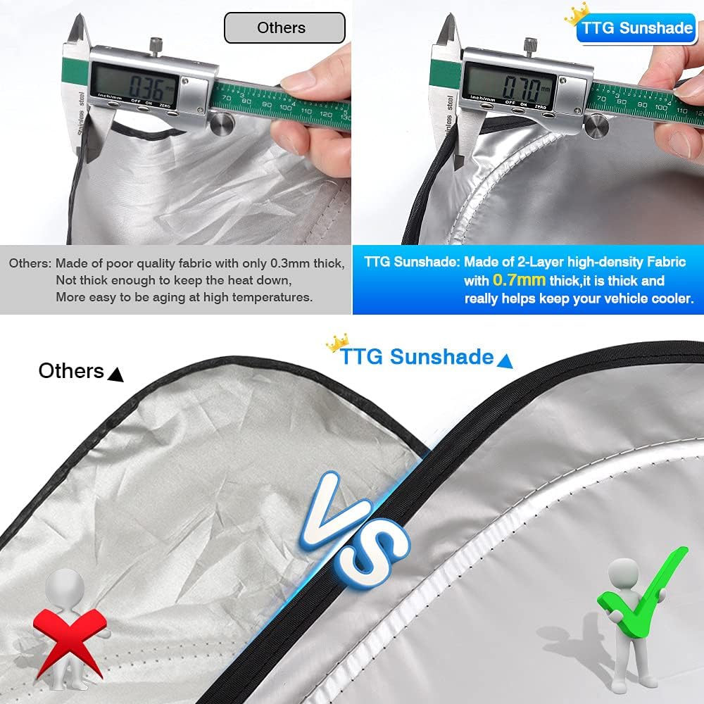 T TGBROS Windshield Sun Shade Custom Fit for 2022-2023 2024 2025 Nissan Frontier Accessories Foldable Sun Shield Reflective Polyester Sun Visor Cover Block Heat and Sun Protection