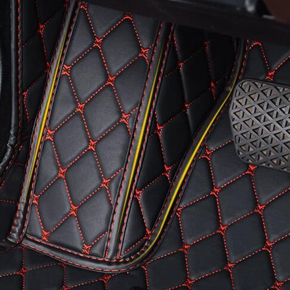 Custom All-Weather Protection Luxury Leather Floor Mats for Cars SUVs Trucks According Anti-Slip Leather Floor mats ﻿ (28,Red and Black Beige)