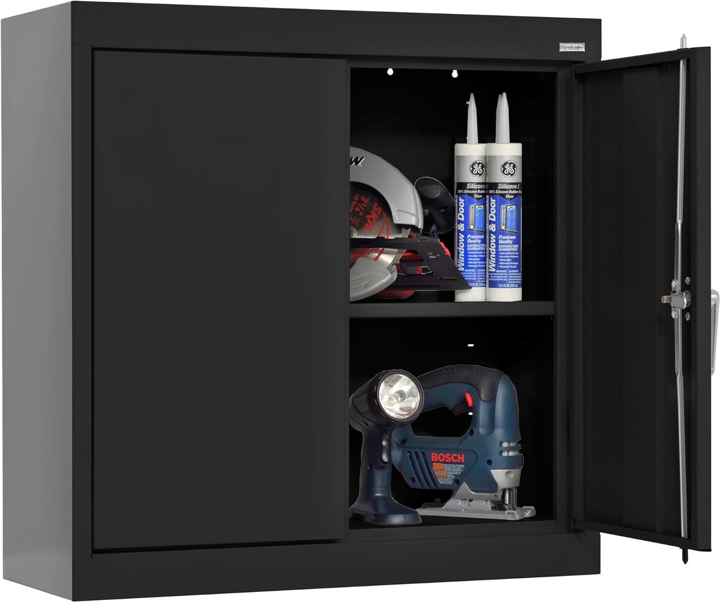 Sandusky Lee WA11301226-09 Wall-Mount Metal Storage Cabinet with Adjustable Shelf, Locking Handle, 200lb Capacity, 12" Depth x 30" Width x 26" Height, Black