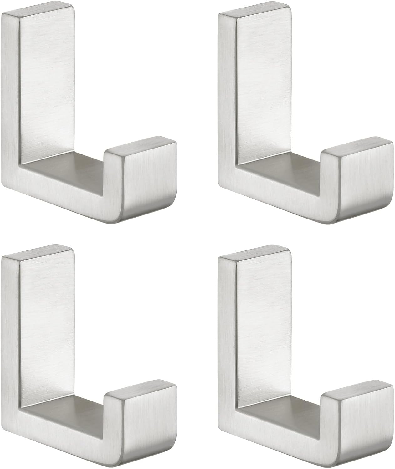 Angle Simple Towel Hooks for Bathroom, SUS 304 Stainless Steel Robe Coat Hooks for Wall, Brushed Nickel, 4 Pack