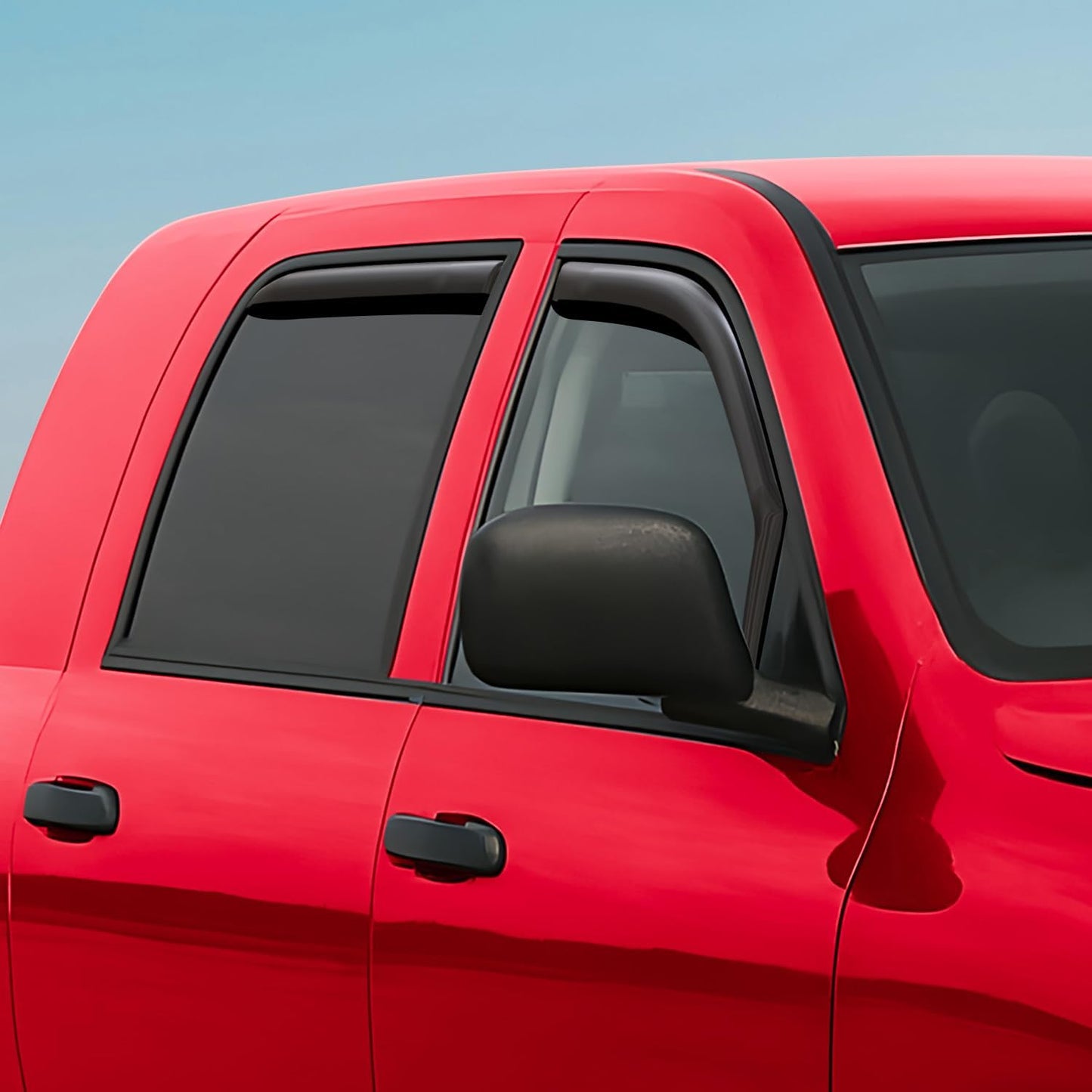Voron Glass in-Channel Extra Durable Rain Guards for Dodge RAM 2002-2008 MegaCab, Window Deflectors, Vent Window Visors, 4 Pieces - 200691
