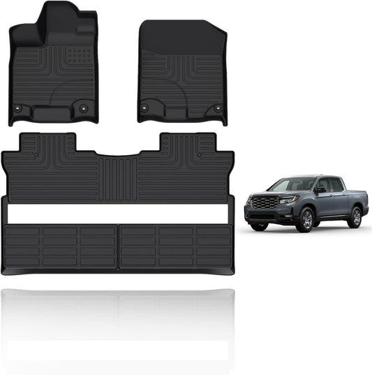 Wayhigh-All Weather Floor Mats Fit for Honda Ridgeline 2017-2024 2025, Custom Fit TPE Heavy Duty Car Mats Ridgeline Accessories - Black