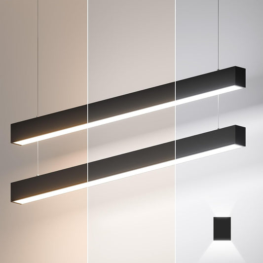 4FT LED Linear Light,50/45/40/35/30W Up and Down Light, 3000/4000/5000K CCT,Commercial and Residential Linear Lights Fixture for Office,Pendant Lights for Home,Shop,Garage,School-2Pack