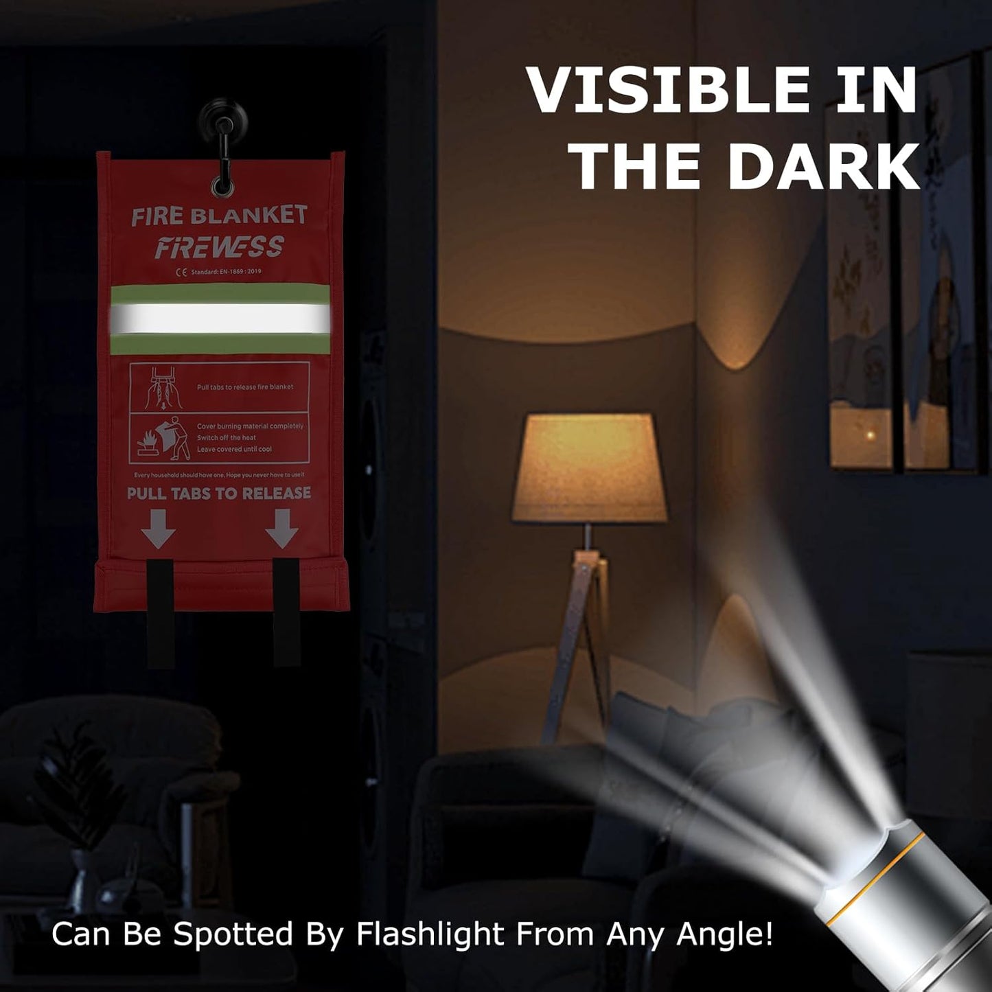 Emergency Fire Blanket, 2 Pack Fiberglass Flame Retardant Fire Blankets Emergency for Home, Kitchen, Car, Office, Grill, 39.4X 39.4inch Fire Extinguisher Blanket