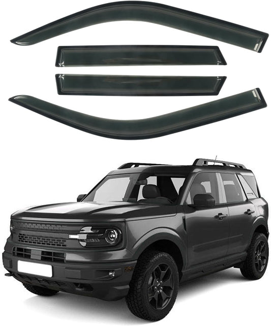 Rain Guards Tape-On Side Window Visor Fit for 2021-2024 Ford Bronco Sport, Outside Mount Window Deflector, Smoke Tinted Vent Visors 2021 2022 2023 2024