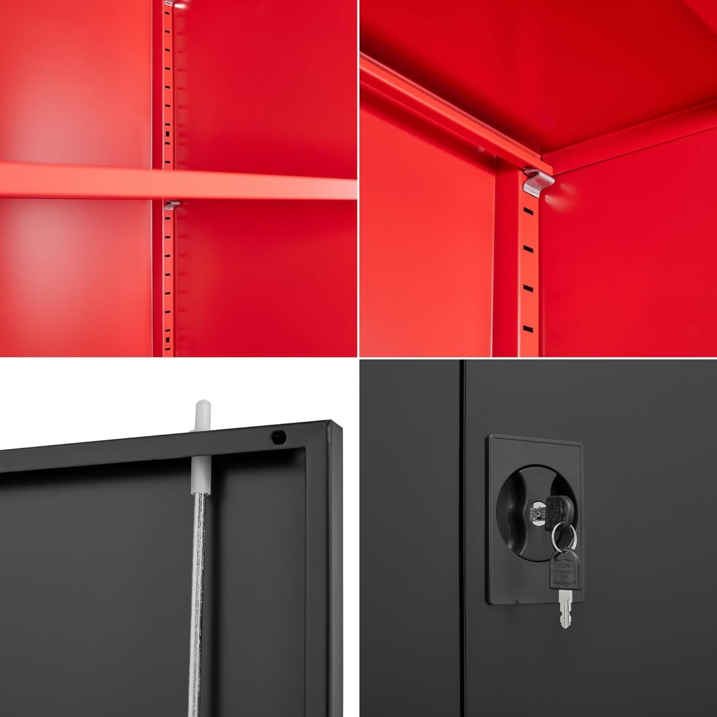 SISESOL Red Metal Storage Cabinet with Locking Doors and Shelves,Garage Storage Cabinet with Lock,Steel Locker,Lockable Cabinets for Home,Office,Shop,Garage Cabinets