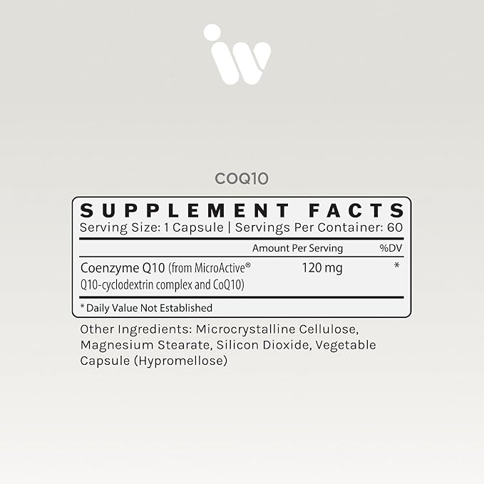 InfiniWell CoQ10 Supplement - MicroActive 24-Hour Sustained Release Coenzyme Q10 - High Absorption Nutritional Formula for Heart, Brain, and Energy Support (60 Capsules)