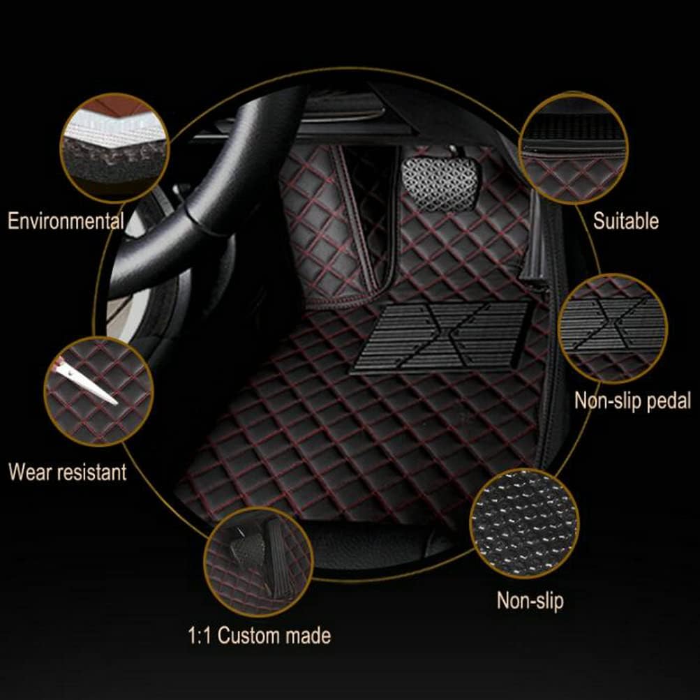 Custom Colors Car Floor Mats Black Pink for 99.9% Sedan SUV Sports， All-Weather Liners Car Floor mat，Luxury Leather Automotive Floor Mats (Black Red,3D Floor Mats)