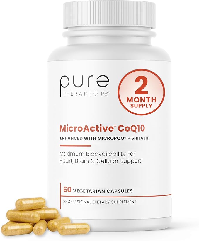 MicroActive CoQ10 Enhanced with MicroPQQ + Shilajit “Sustained Release” 60 Veg Caps | Convenient Once a Day Clinical Dose | 2 Month Supply | Vegan | Pharmaceutical Grade