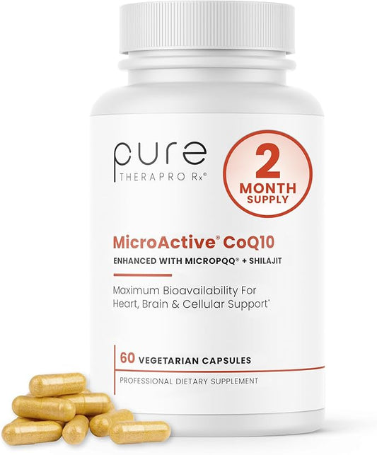 MicroActive CoQ10 Enhanced with MicroPQQ + Shilajit “Sustained Release” 60 Veg Caps | Convenient Once a Day Clinical Dose | 2 Month Supply | Vegan | Pharmaceutical Grade