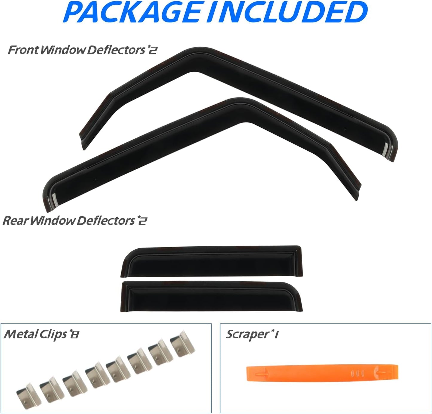 in-Channel Rain Guards Fit for 2018-2025 Jeep Wrangler JL/Gladiator 4-Door 2020-2025, Durable Vent Window Visors Shade, Side Wind Deflectors, 2019 2020 2021 2022 2023 2024