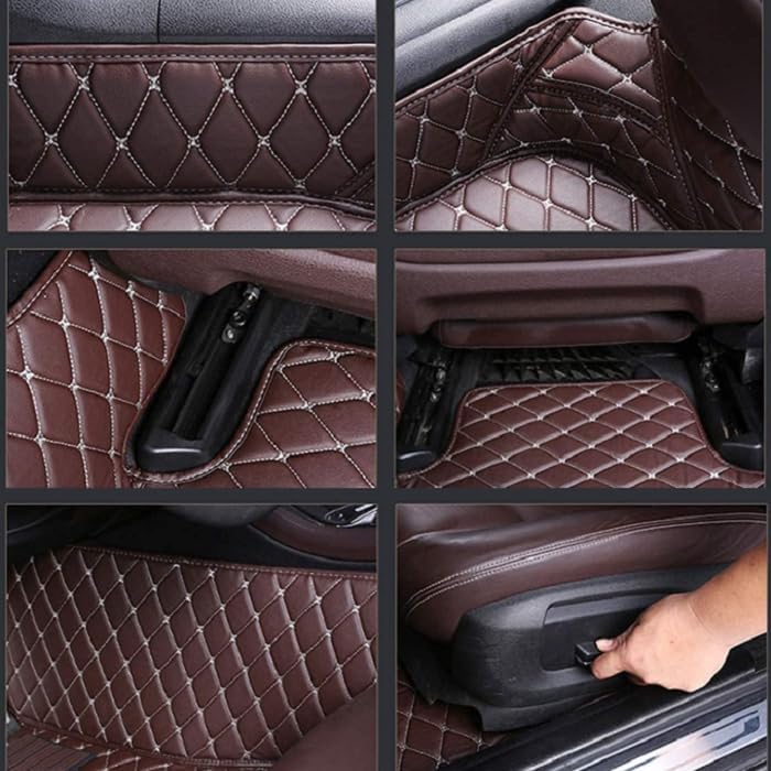 Customized Personalized car Floor mats, All-Weather Luxury car Floor mats, Waterproof and Anti Slip Leather car Floor mat Lining, 95% Customized car, Truck, and SUV Floor mats (Edge Orange)