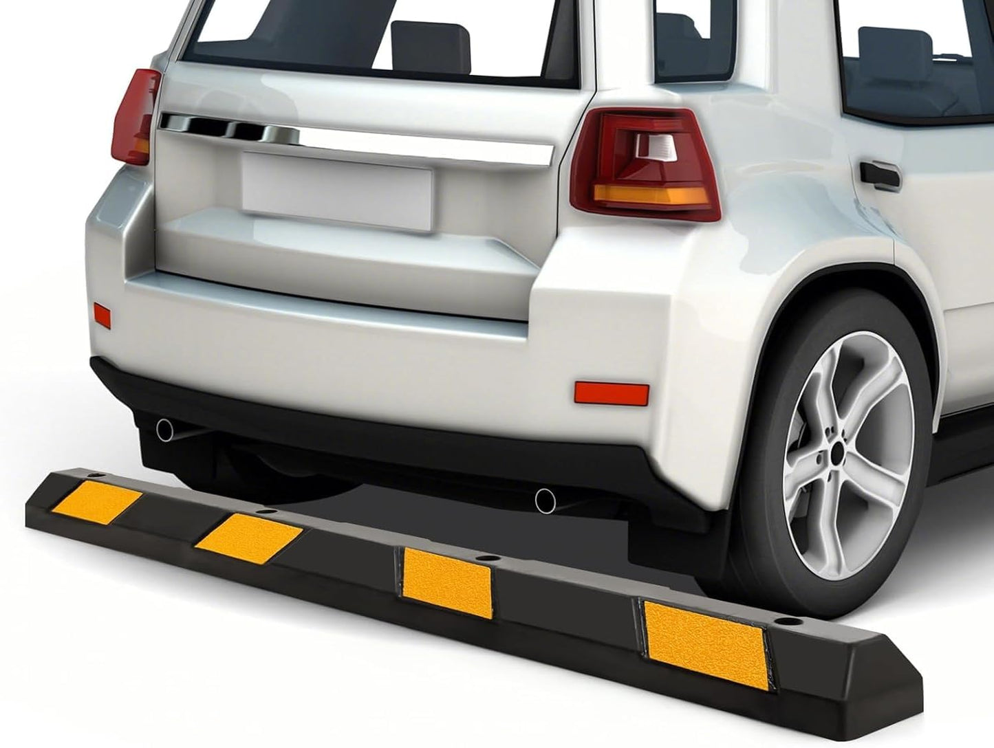 ERGOMASTER Parking Stopper for Garage,72” Rubber Parking Block with 8 High Reflective Yellow Safety Stripes for Vehicles Truck Driveway, Protect Pumpers from Cars Vans Trucks (2 Pack)