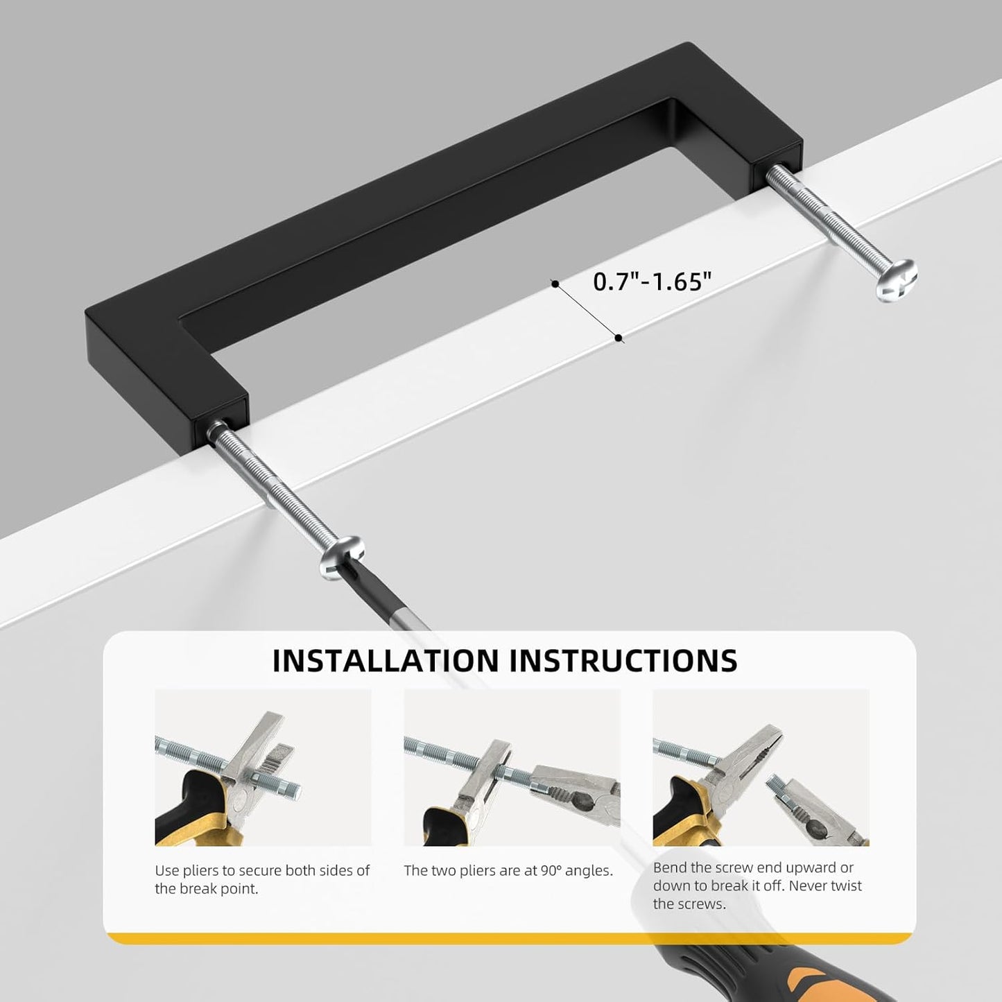 goldenwarm 2Pack 8INCH Matte Black Cabinet Pulls Kitchen Hardware, 204mm Square Bar Pulls for Cabinets Hardware, Black Drawer Pulls 8-1/2in Overall Length
