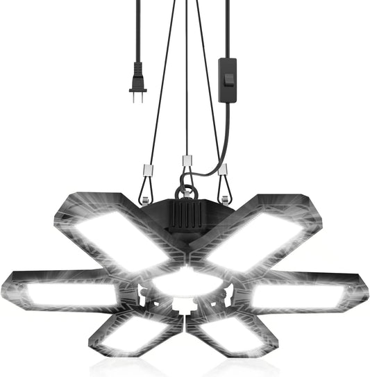 SEOBIOG Plug in Garage Light, 200W 20000LM Linkable Shop Light with On/Off Switch, 6500K Hanging LED Lights with 9.84ft Power Cord and US Plug, for Garage, Workshop,Work Bench