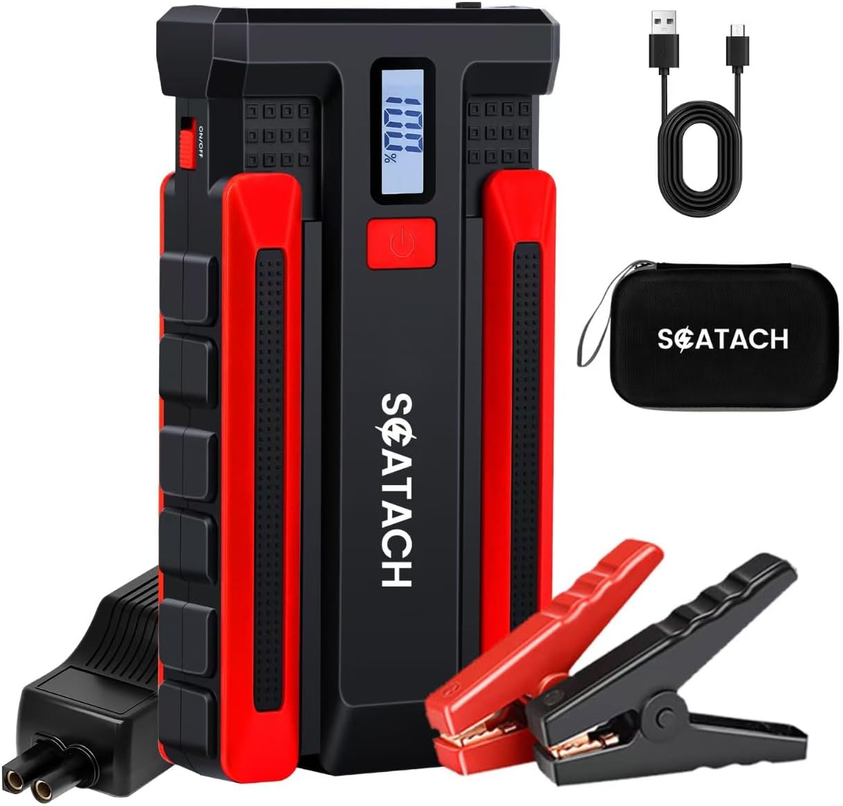 Scatach 002 4000A Car Battery Jump Starter,12V Jump Starter Battery Pack (up to 10.0L Gasoline and 8.0L Diesel Engine), Portable Jump Box with LED Display, 3 Modes Flashlight and Jumper Cable