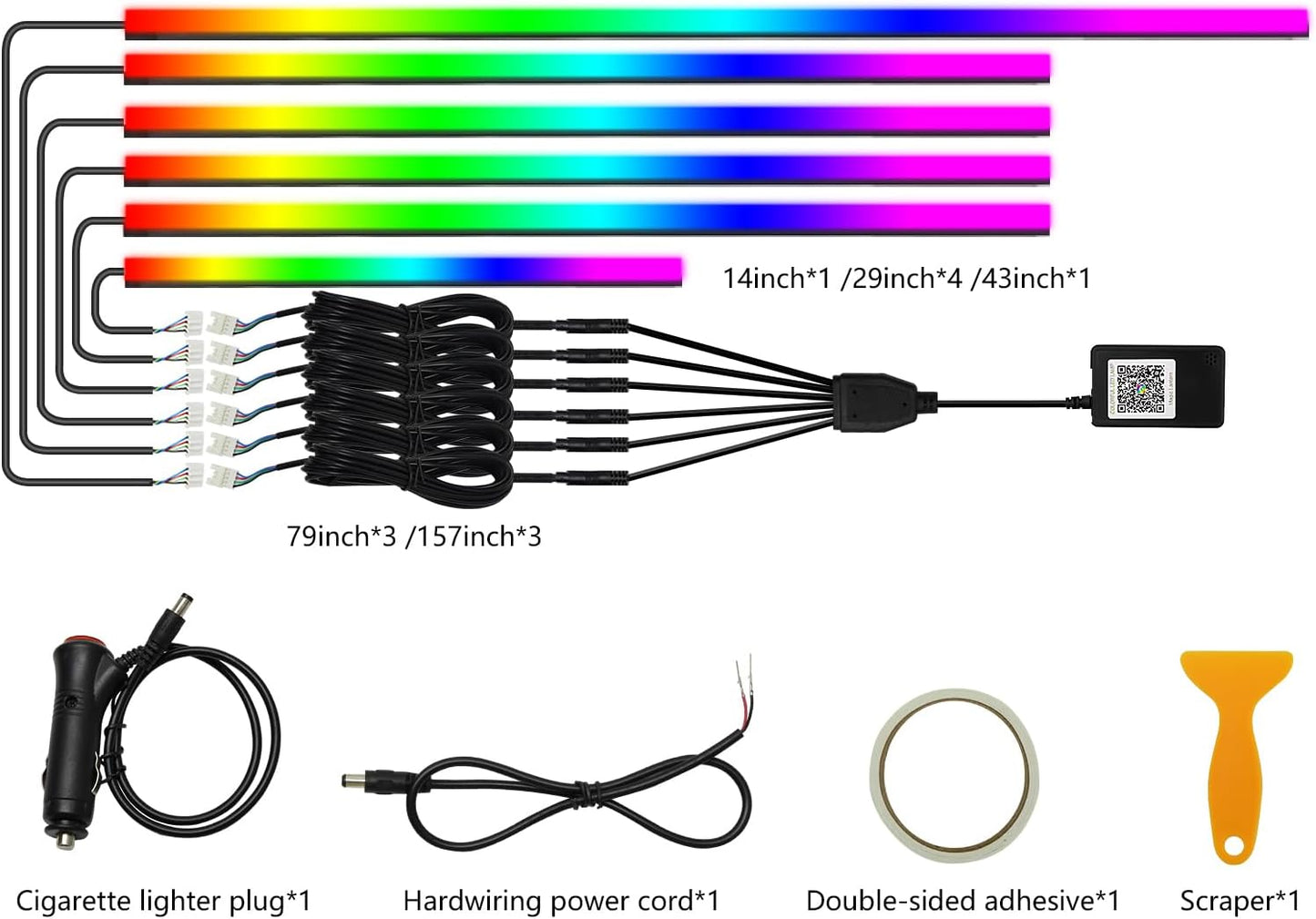 WEBUPAR Dreamcolor 6 in 1 Car LED Strip Lights with APP Control and 213 Color Modes, Neon Ambient Lighting Kits