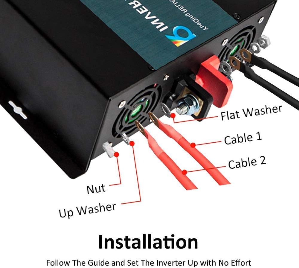WZRELB Reliable 3000w Pure Sine Wave Solar Power Inverter 24v 110-120v 60hz With LED Display (Black) Solar System (RBP-3000S-LEDblack)