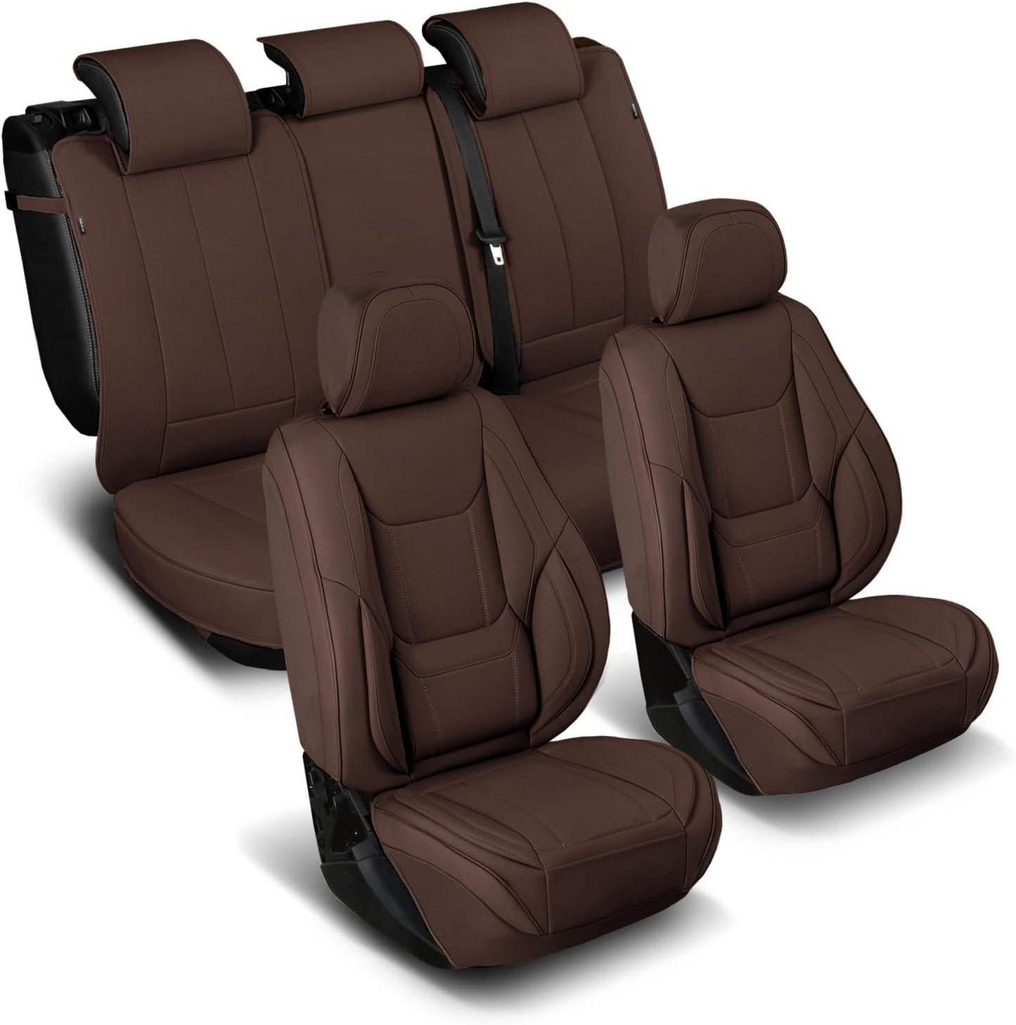 Coverland Custom Car Seat Covers Compatible with 2005-2021 Frontier King Cab, Crew Cab - Premium Leather Non-Slip Waterproof Cover Interior Protector Full Set-Dark Brown [See Size Chart-Size X116]