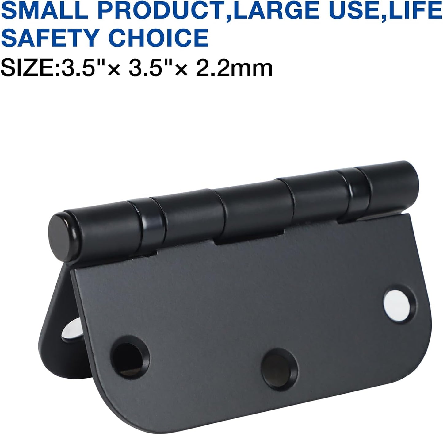 24 Pack Ball Bearing Door Hinges Matte Black 3.5 Inch 5/8"Radius Rounded Squeak Free Interior 3-1/2"Flat Iron Bifold Standard Office Bedroom Indoor for Doors 3 ½" Hardware Home House Decor Essentials