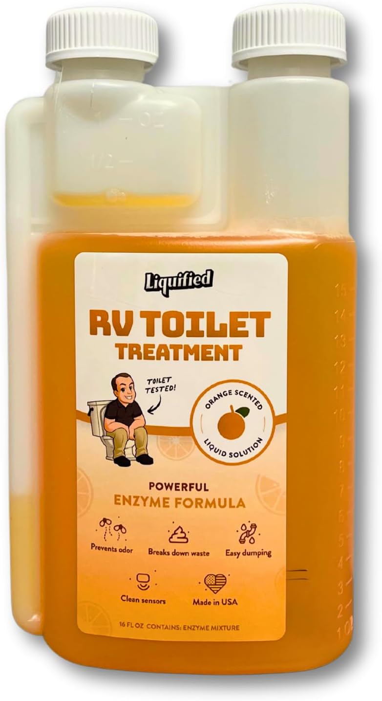 Liquified RV Toilet Treatment - Black Holding Tank Digester - Odor Eliminator - Orange Scent - Matts RV Reviews (Orange, 16oz)