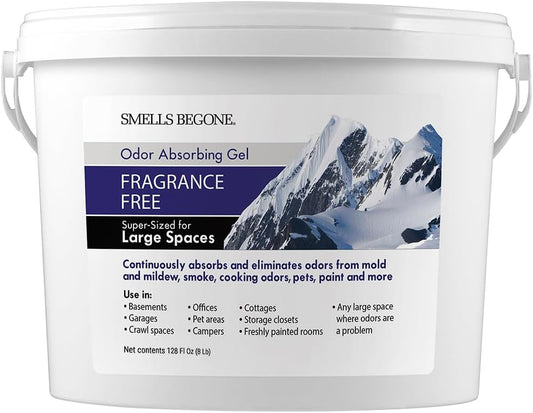 SMELLS BEGONE 1-Gallon Odor Absorber Gel - Air Freshener & Odor Eliminator for Homes, Garages & Commercial Buildings - Industrial Size - Fragrance Free