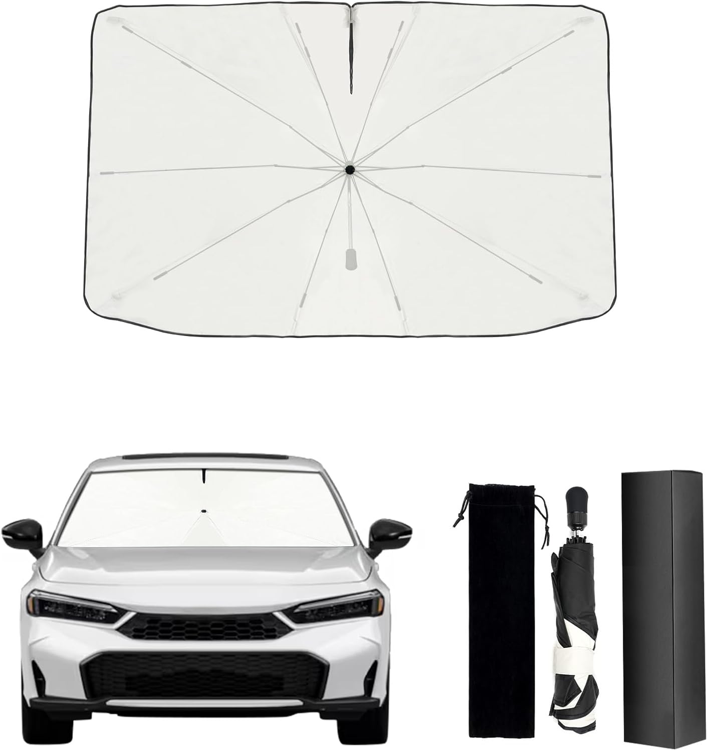 Umbrella Sunshade for Honda Civic 2025 2024 2023 2022 Accessories, Foldable Windshield Cover Sun Shade Umbrella Sun Visor UV Block Windshield, Ice Nano (for for Honda Civic 2022-2025