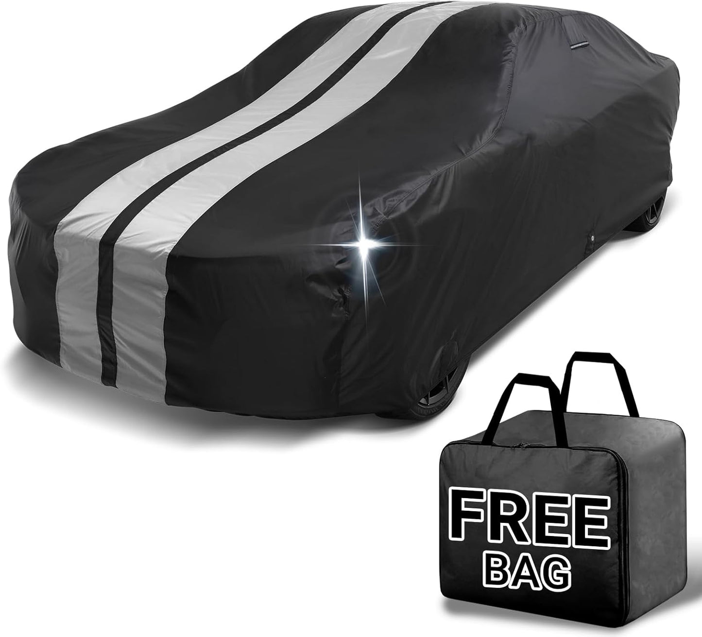 iCarCover Custom Car Cover for Buick Super Estate Wagon (1946-1953) Waterproof All-Weather Rain Snow UV Sun Protector Full Exterior Indoor Outdoor Car Cover (Stripe - Black/Gray)