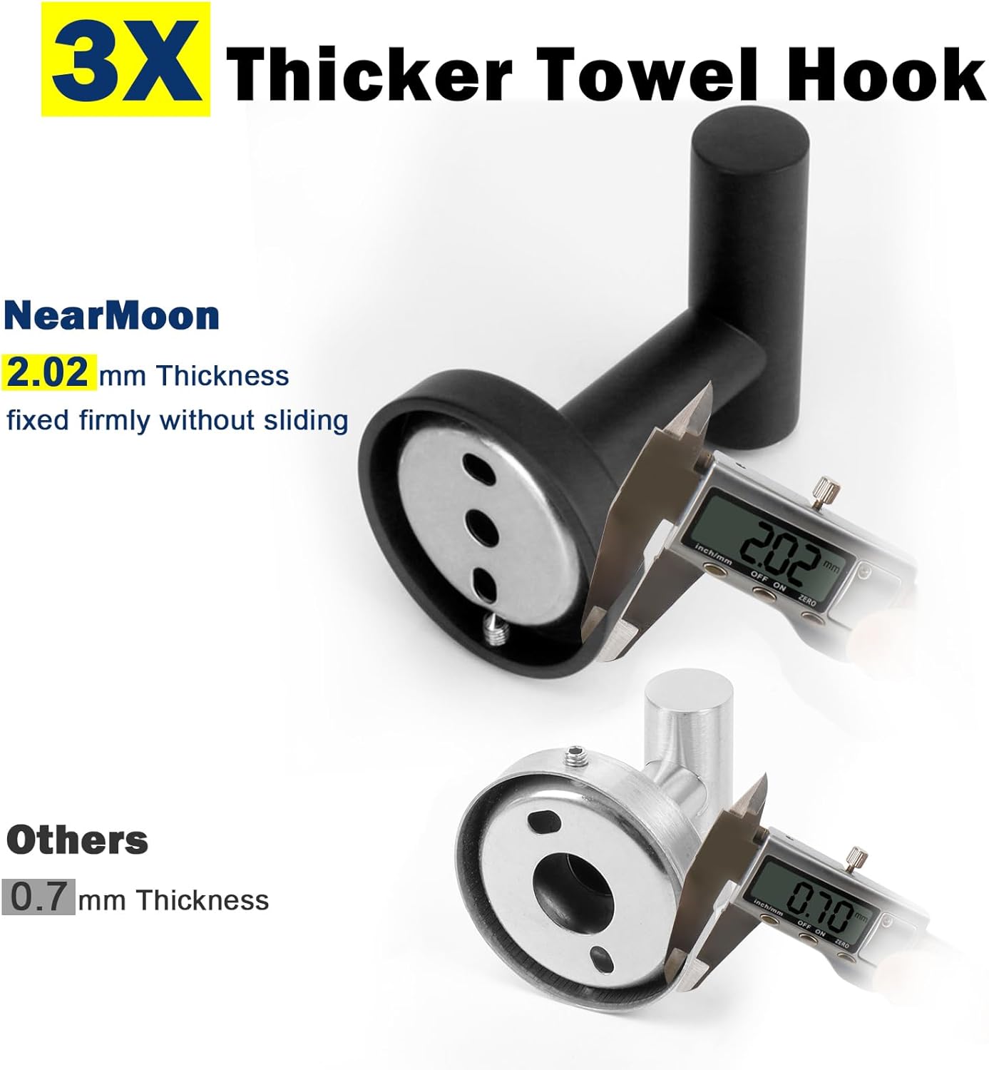 NearMoon Bath Towel Hooks- SUS 304 Stainless Steel Robe Hook Holder, Heavy Duty Coat Hook for Bathroom Livingroom Hotel Kitchen Garage, Wall Mounted (Matte Black, 3 Pack)