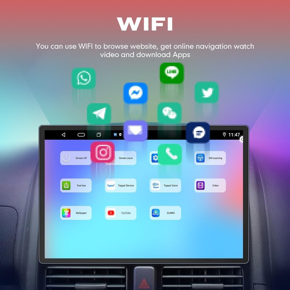 Kunfine Car CarPlay Android Auto Navigation Stereo GPS Radio Reverse Camera Display 13.1" QLED Touchscreen Headunit Tablet Pad Media Player For Peugeot 301 13-22 if Applicable Octa Core 6G+128G Silver