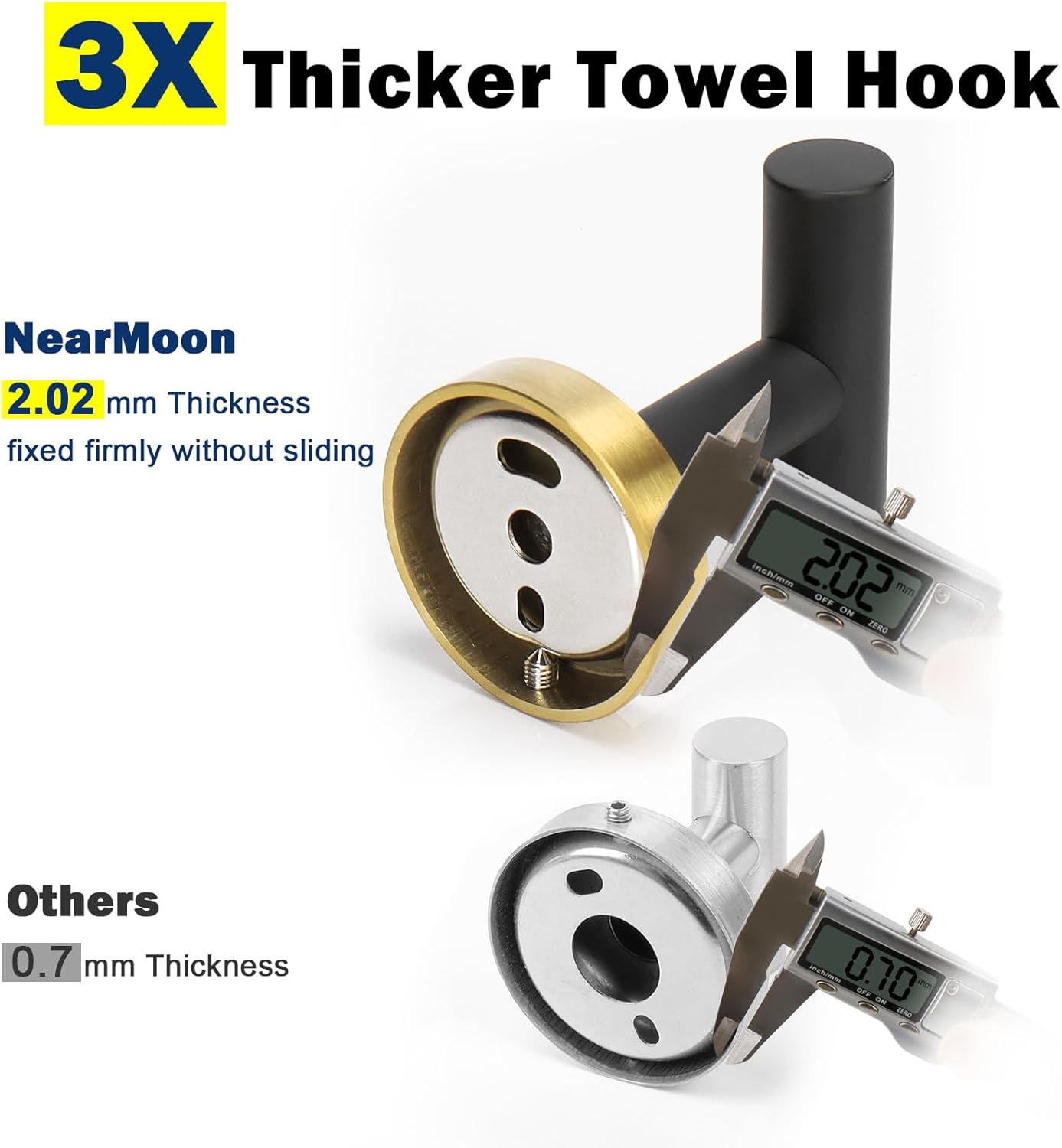 NearMoon Bath Towel Hooks- SUS 304 Stainless Steel Robe Hook Holder, Heavy Duty Coat Hook for Bathroom Livingroom Hotel Kitchen Garage, Wall Mounted (Black Gold, 4 Pack)