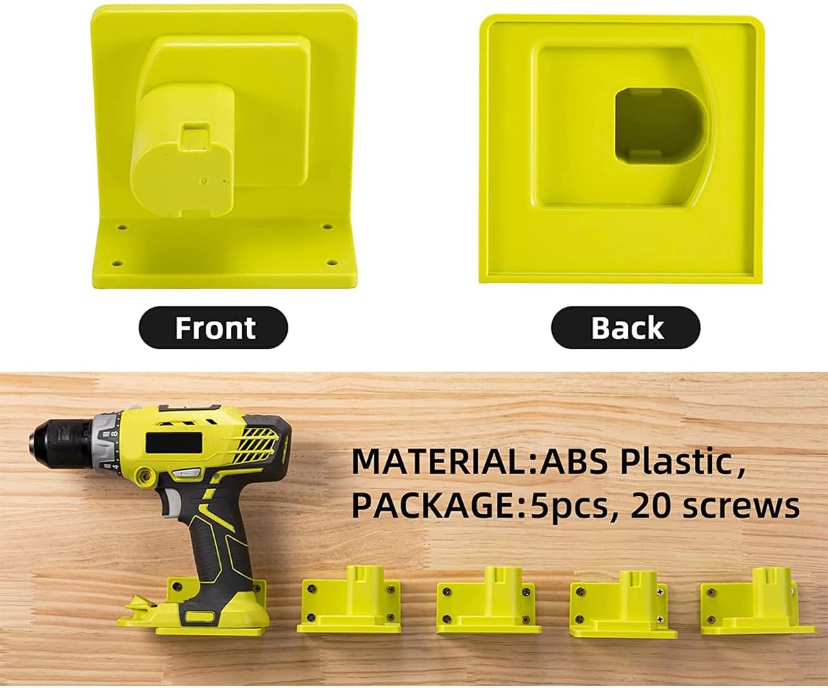 5Pcs Tool Mount Holder Plastic Electric Tool Battery Dock Compatible with 18V Battery Heavy Duty for Workshop Garage