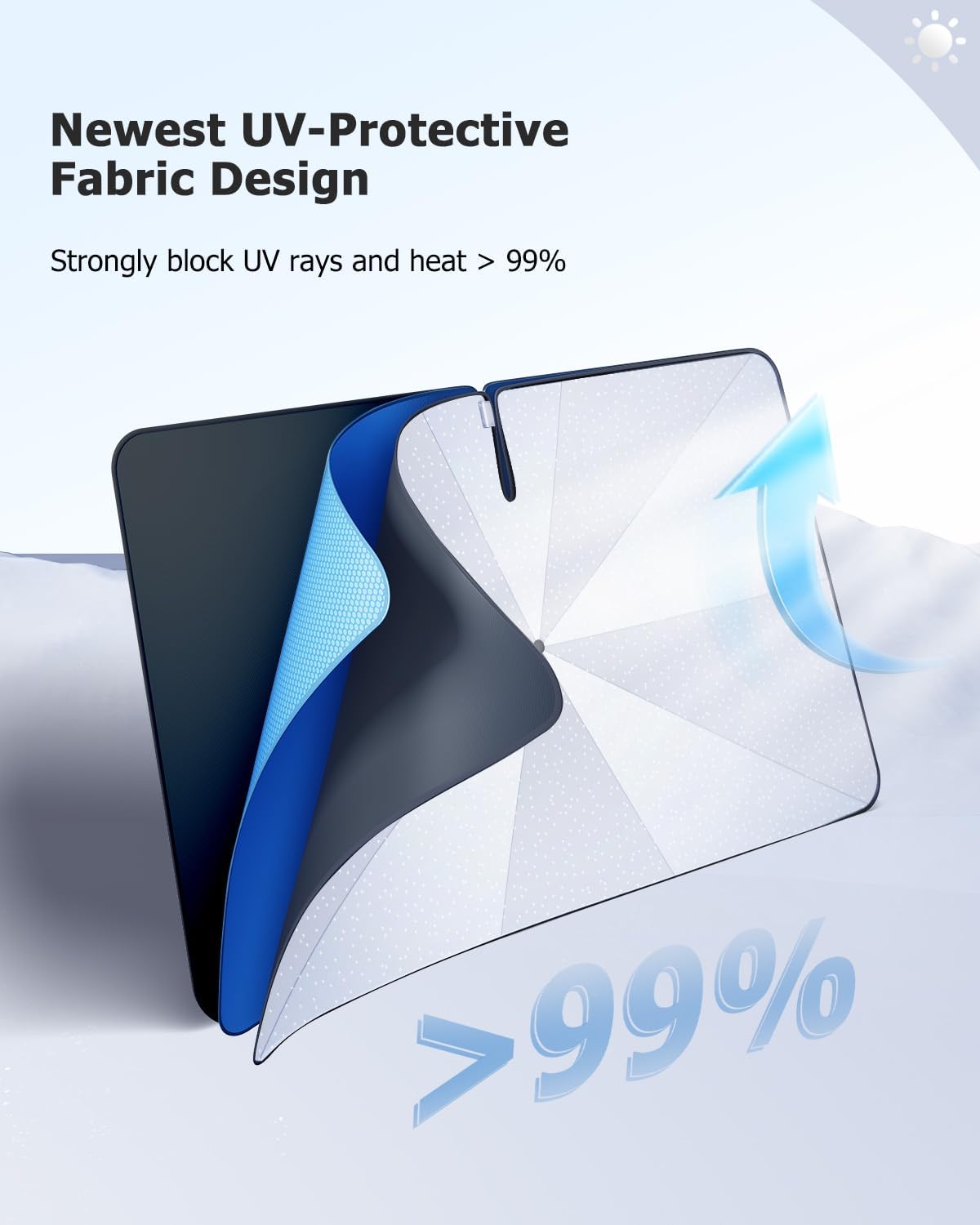 2025 Upgrade Car Windshield Sun Shade Windshield Sunshade Umbrella [Star Fabric] Protect Car from Sun Rays&Heat Damage Keeps Vehicle Cool, Spring Structure Edge Fits Sedans,SUVs,Trucks,Hatchbacks (S1)