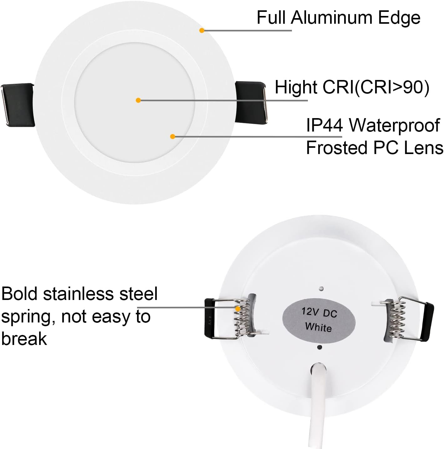 RV Boat Recessed Ceiling Light 6 Pack 12V LED Puck Light with Hole Puncher DC 12V 3W Full Aluminum Downlights for Under Cabinet Camper Vans RV Interior Lighting,5500-6000k