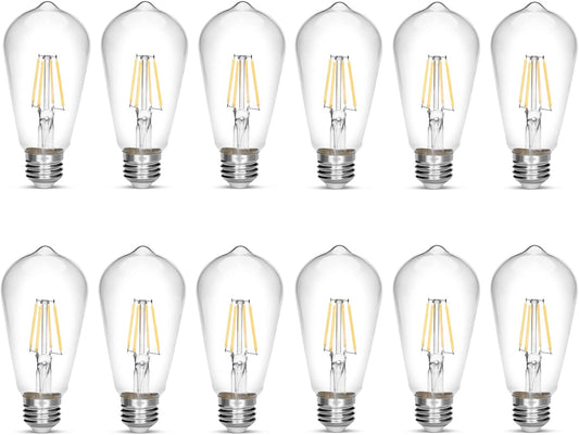 LED Edison Bulb 4W,Antique 40W Vintage Edison Bulb,E26 Light Bulb Non Dimmable Led Bulb 450 Lumens 5500K Cold White,Pack of 12