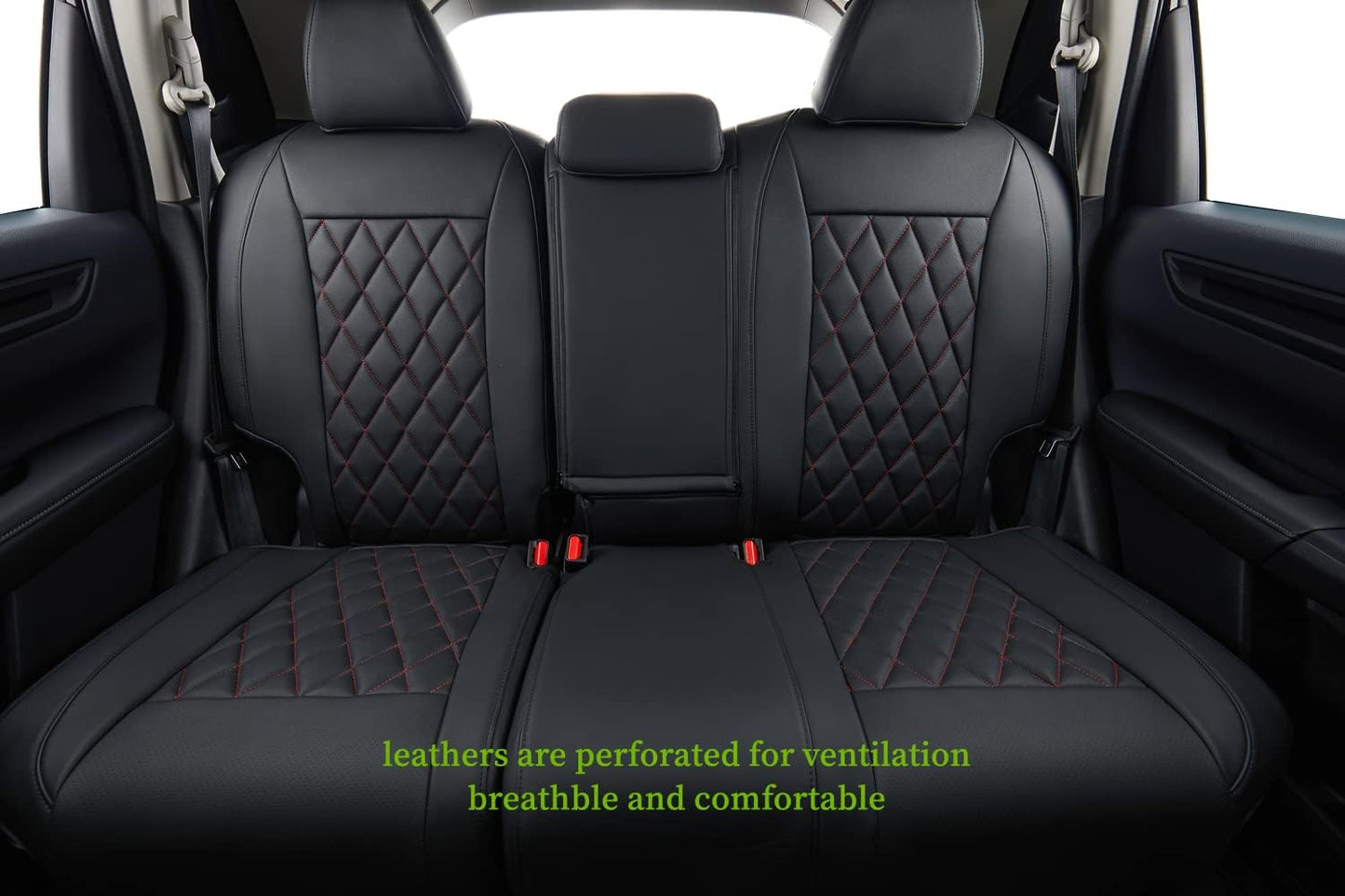 coverdream CRV Seat Covers Custom Fit for 2017 2018 2019 2020 2021 2022 Honda CRV LX, EX, SE, EX-L,Touring,Hybrid,Full Coverage Waterproof Leatherette Car Seat Protector(Full Set,Red/Black)