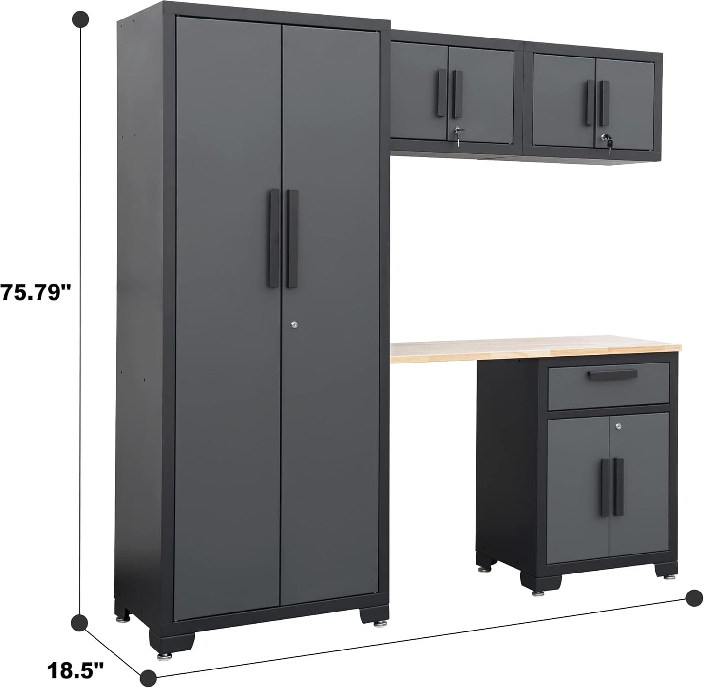 Torin Cabinet System Garage Storage Set, Black/Grey, AGPZC30121002B-1