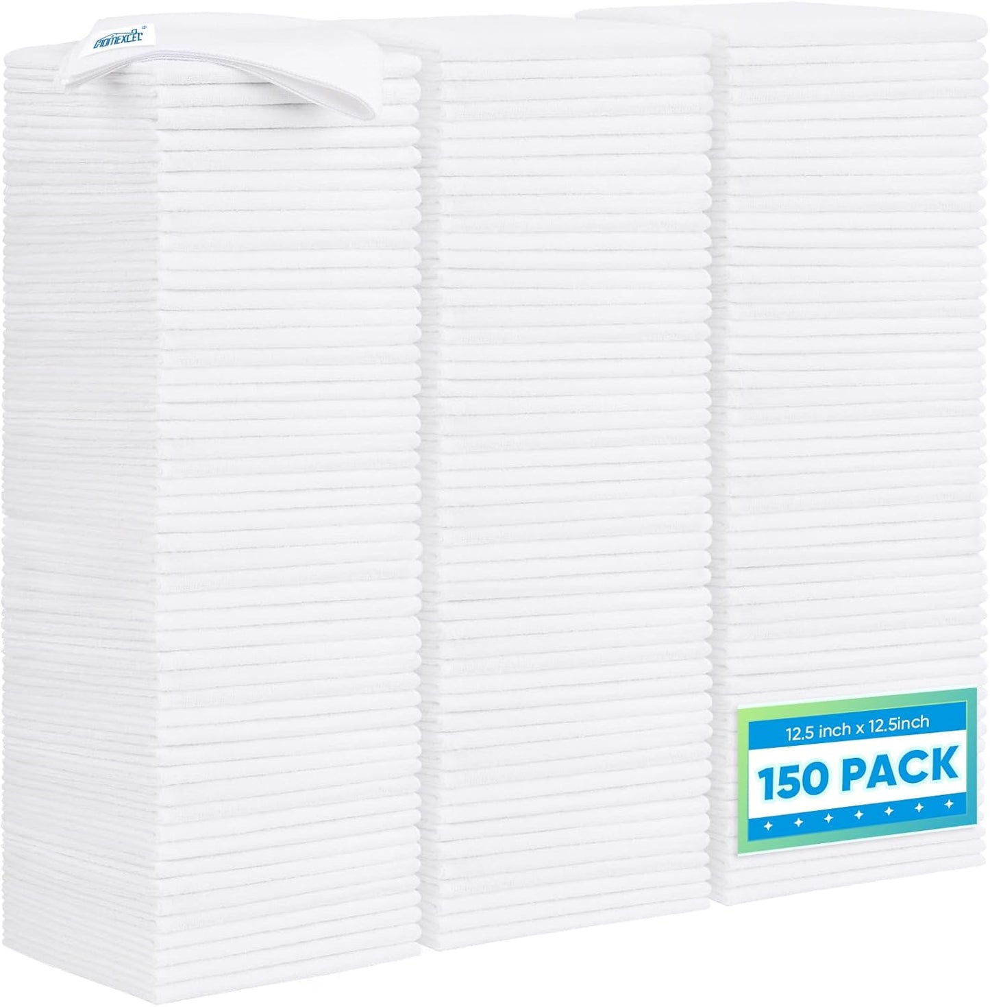 HOMEXCEL White Microfiber Cleaning Cloth 12 Pack, 12.5 x 12.5 inch Microfiber Towels for Cars, Ultra Absorbent Car Washing Cloth, Lint Free Streak Free Cleaning Rags for Car, Kitchen, and Window