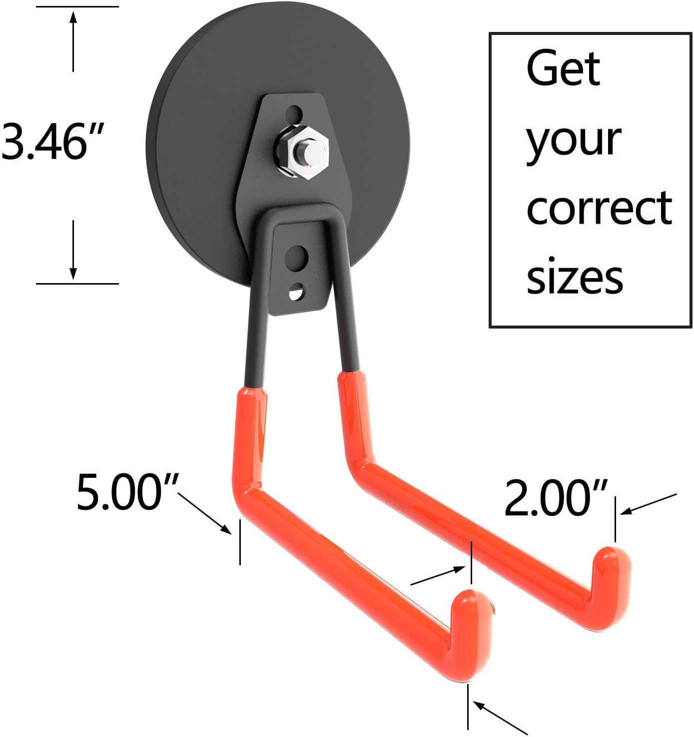 Heavy Duty Large Magnetic Hooks, Strong Magnet Hooks for Garden Tools,Hose,Straps,Steel Pegboard,Workshop,Anti-Scratch EV Charger Holder,Magnetic Cable and Tool Holder(2 Pack)