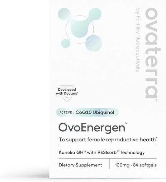OvoEnergen Ubiquinol CoQ10 100mg Softgels, CoQ10 Supplement for Women to Support Reproductive Health and Egg Health, Fertility Booster with Kaneka QH, VESIsorb® Technology (84 Softgels, 28 Day Supply)