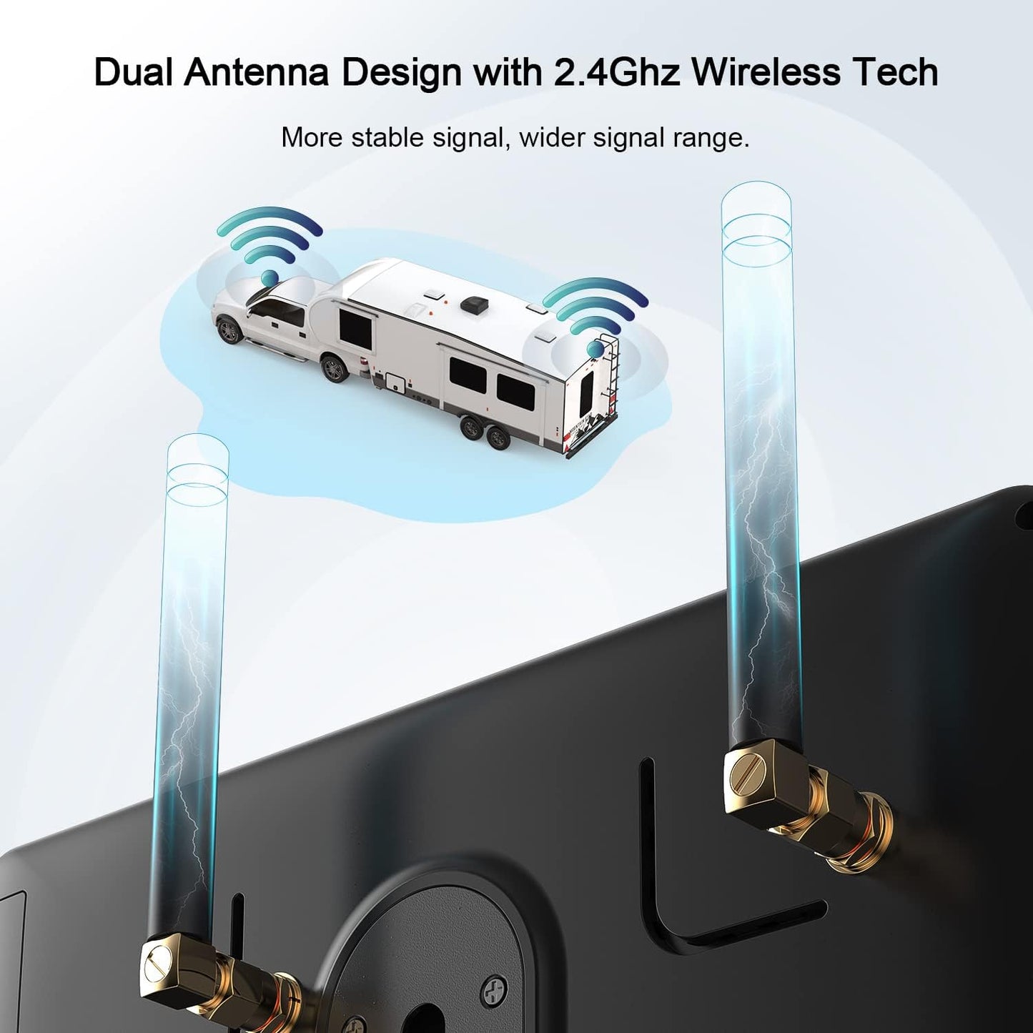 Fookoo HD 1080P 7" Wireless RV Backup Camera System for Furrion Pre-Wired RV Truck Camper, 7" IPS DVR Monitor & Rear View Camera, IR Night Vision IP69 Waterproof DIY Parking Lines - DW7Y5
