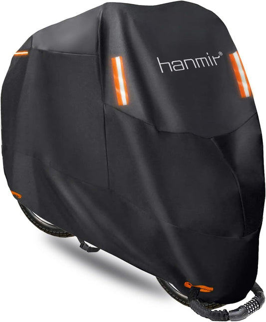 Motorcycle Cover,Motorbike Cover All Season Universal Weather Waterproof Outdoor UV Protection with 4 Reflective Strips & Storage Bag,XXXL Motorcycles Vehicle Cover