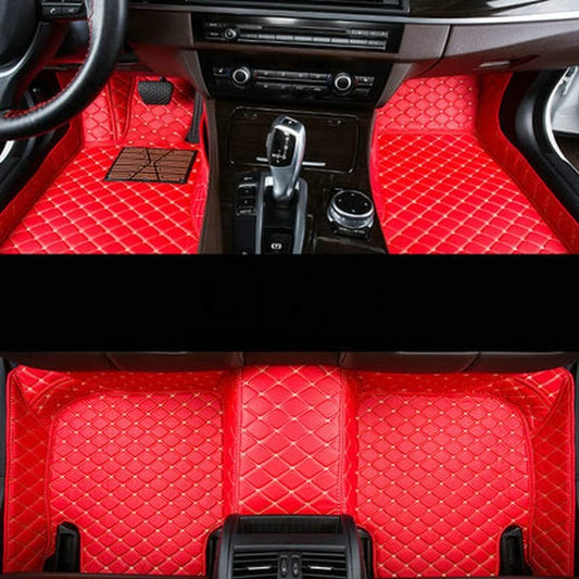 Custom Car Floor Mat Compatible with BMW Mercedes-Benz Toyota Cadillac Lexus Honda Infiniti Nissan Hyundai Kia Audi All Models Cars Sedans SUVs Automotive Mats (Red Beige)